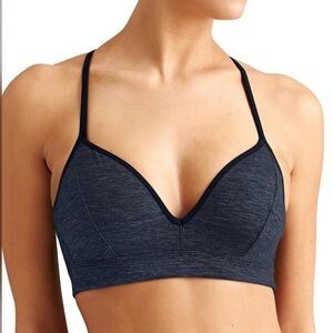 Athleta Quest Wherever Bra Size Large Navy Padded V Neck Comfy Athleisure
